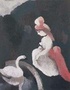 Marie Laurencin Younger castellan with white swan oil painting on canvas